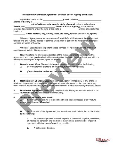 escort agency contract template pdf|Escort Independent Contractor Agreement For Services